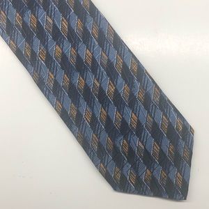 Canali Tie Silk Blue Black Orange Geometric Silk